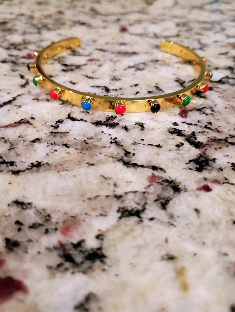 New Gold Multicolor Studded Cuff Bracelet - Women Jewelry
